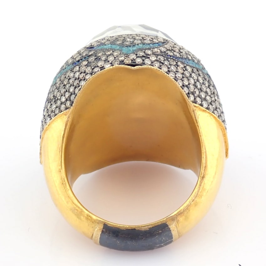 Natural Diamond 24K Yellow Gold Ring - 7