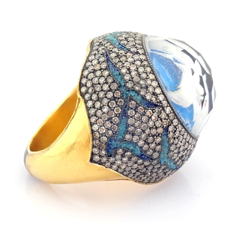 Natural Diamond 24K Yellow Gold Ring - 8