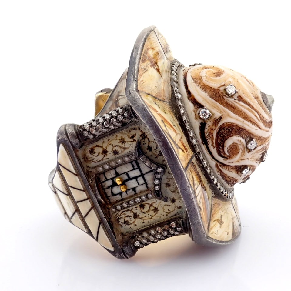 Natural Diamond 24K Yellow Gold Ring - 7