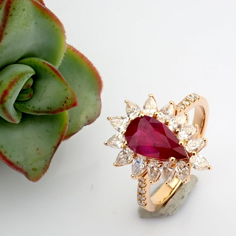 Natural Diamond 18K Rose/Pink Gold Ring - 2