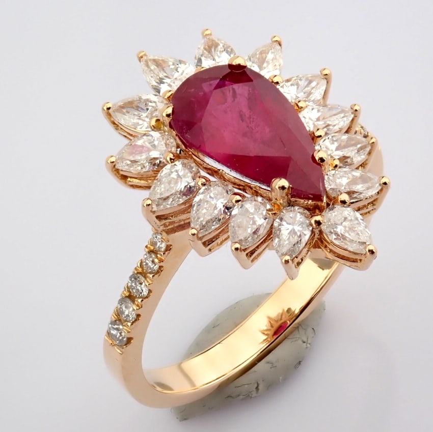 Natural Diamond 18K Rose/Pink Gold Ring - 4