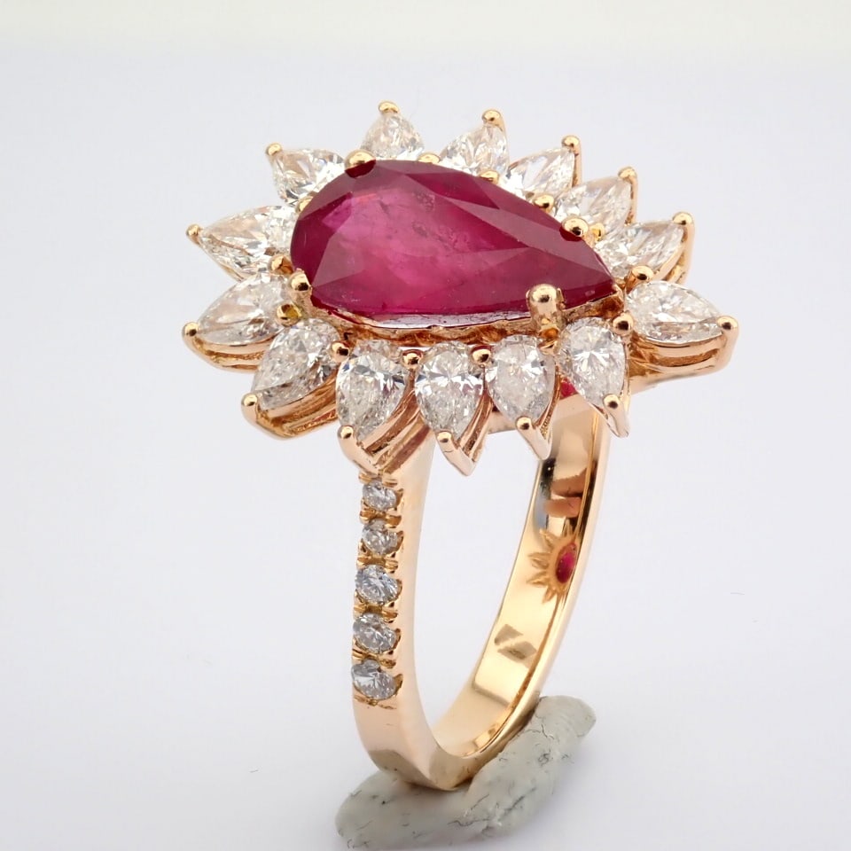 Natural Diamond 18K Rose/Pink Gold Ring - 5