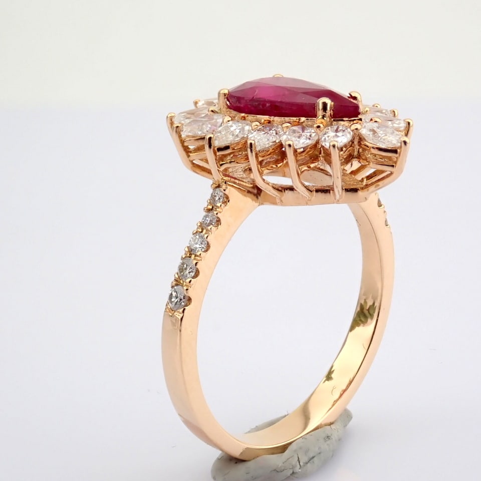Natural Diamond 18K Rose/Pink Gold Ring - 6