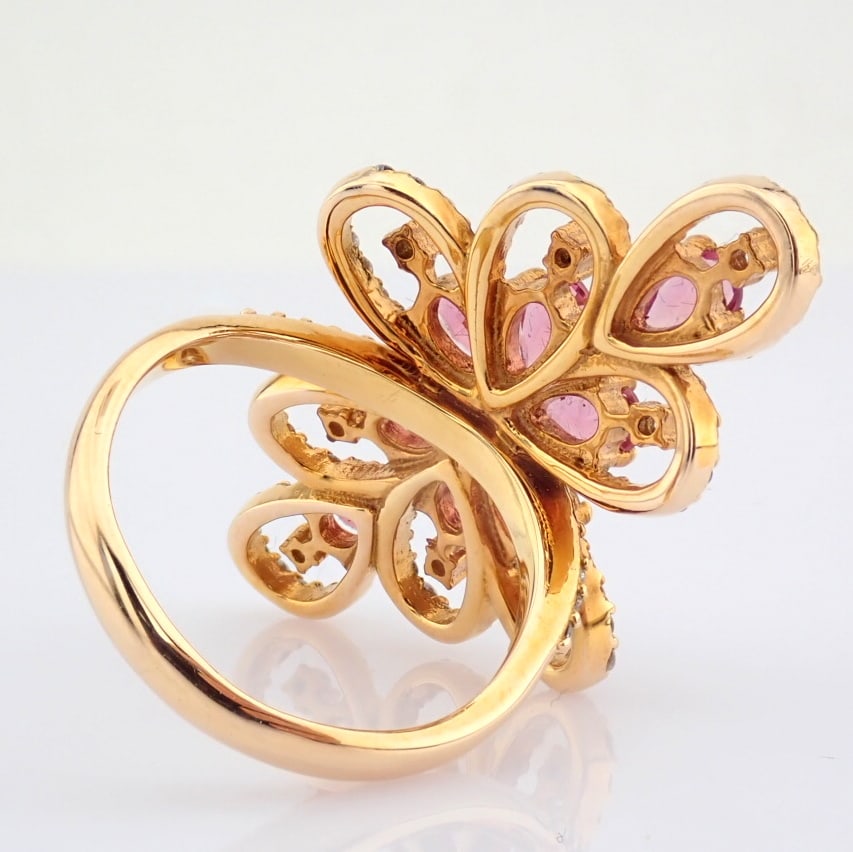 Natural Diamond 18K Rose/Pink Gold Ring - 10
