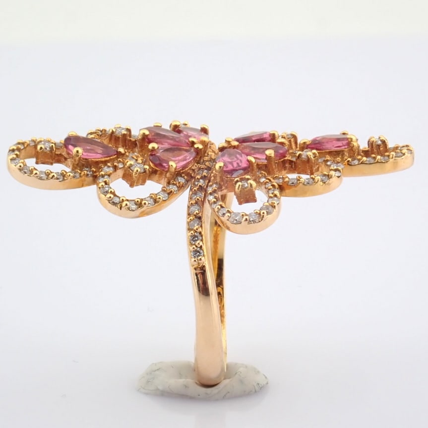 Natural Diamond 18K Rose/Pink Gold Ring - 2