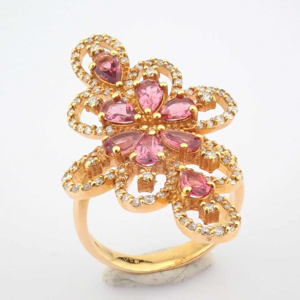 Natural Diamond 18K Rose/Pink Gold Ring - 3