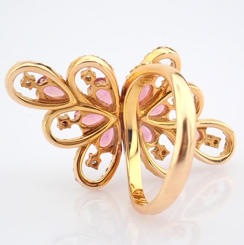 Natural Diamond 18K Rose/Pink Gold Ring - 5