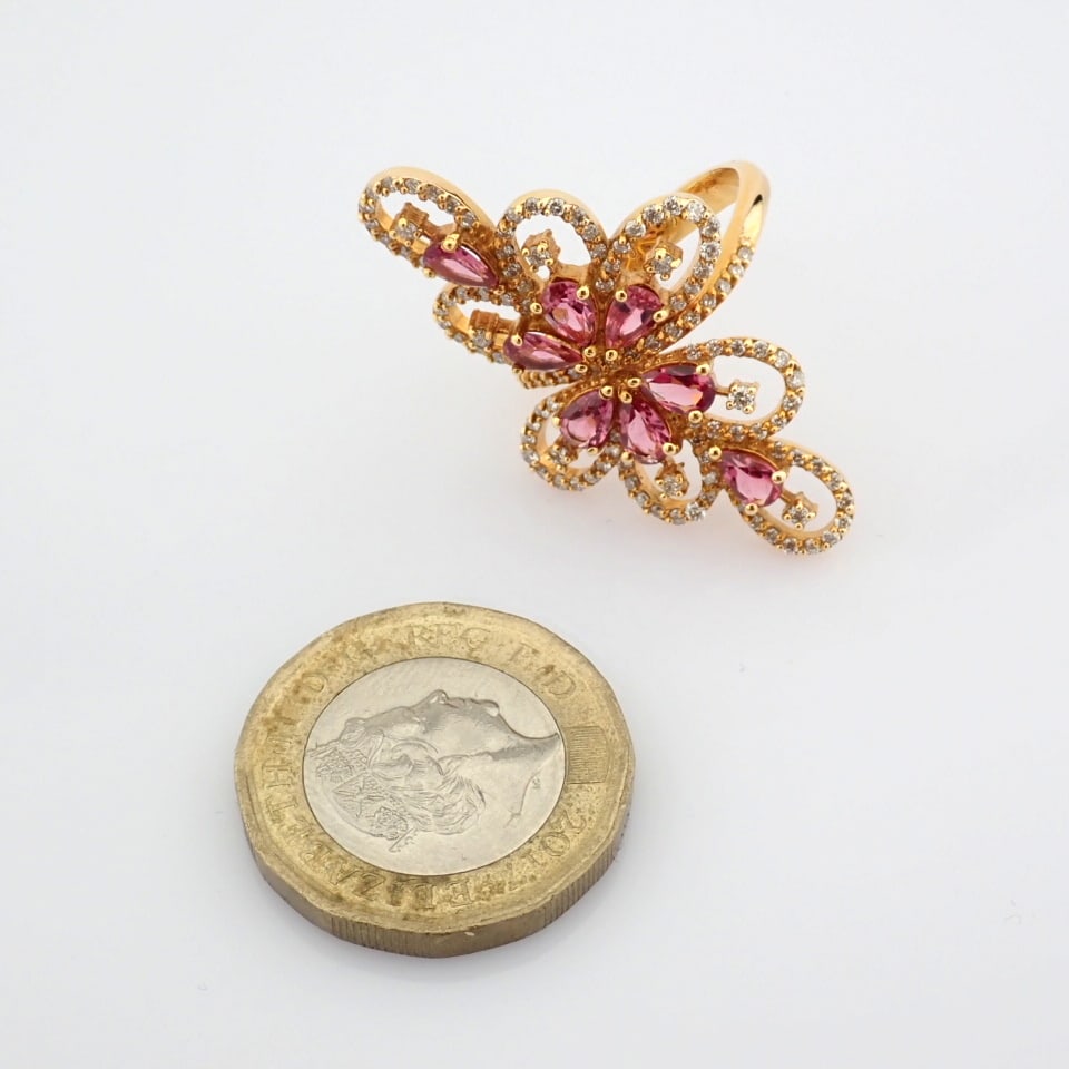 Natural Diamond 18K Rose/Pink Gold Ring - 7