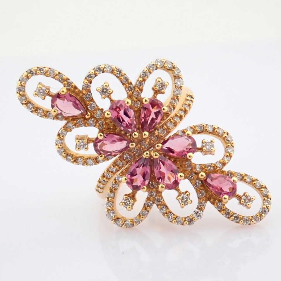 Natural Diamond 18K Rose/Pink Gold Ring - 8