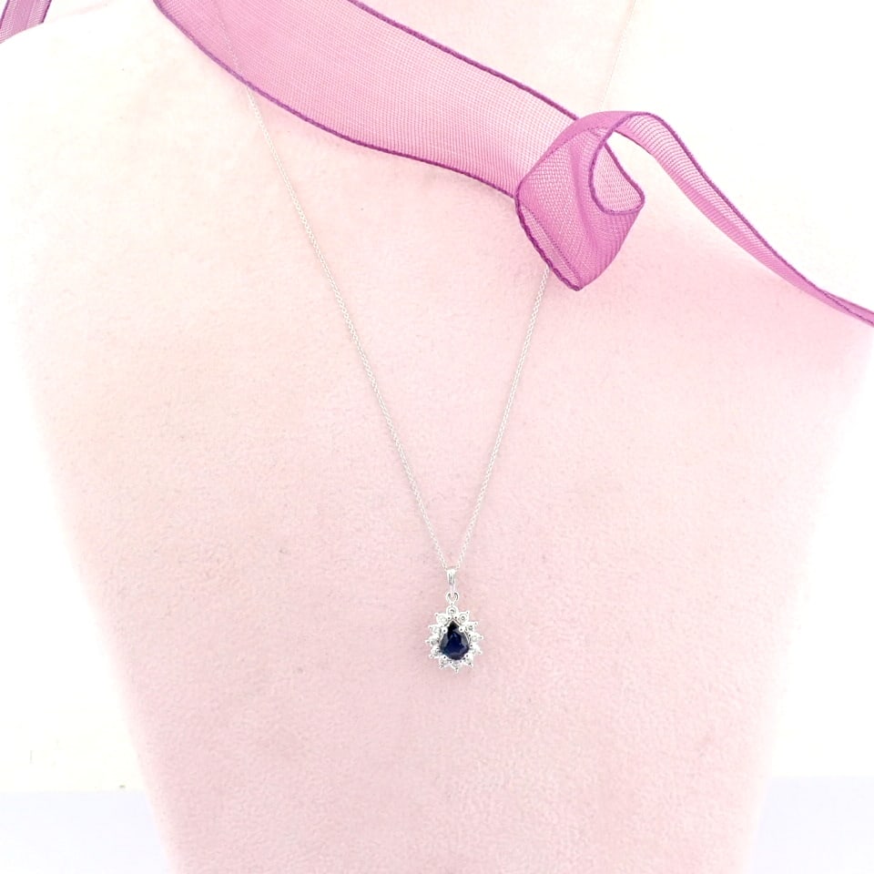 Natural Diamond 18K White Gold Necklace - 10