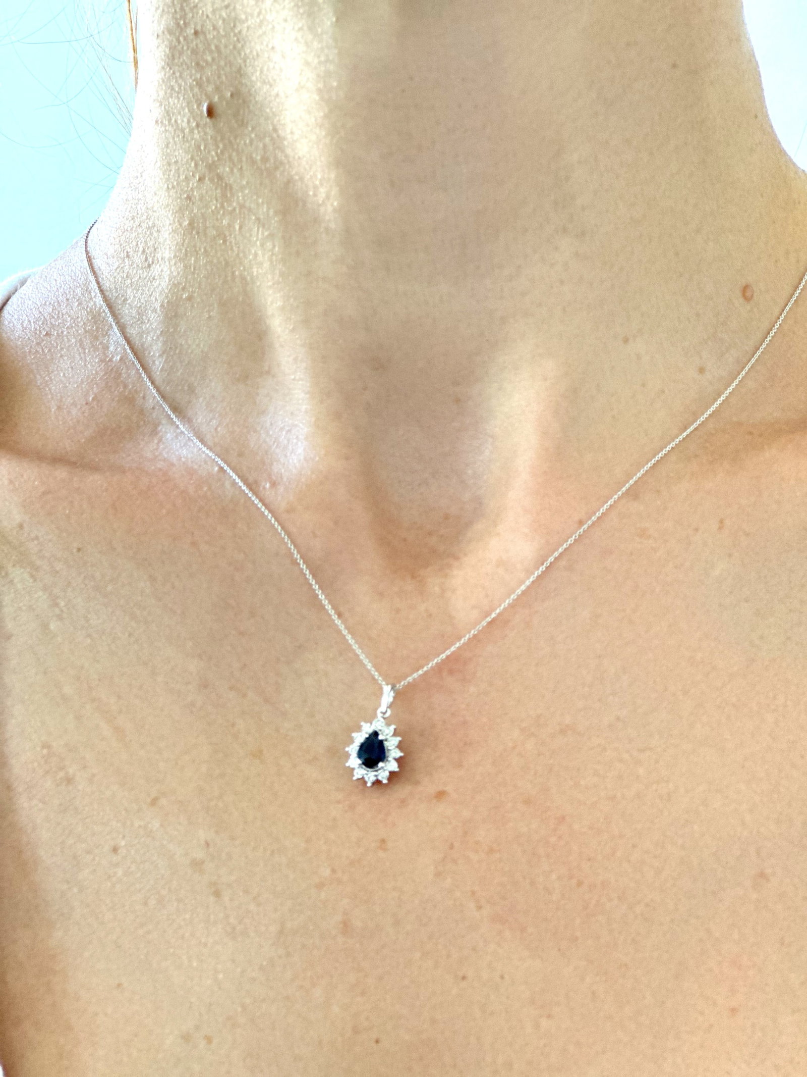 Natural Diamond 18K White Gold Necklace - 4