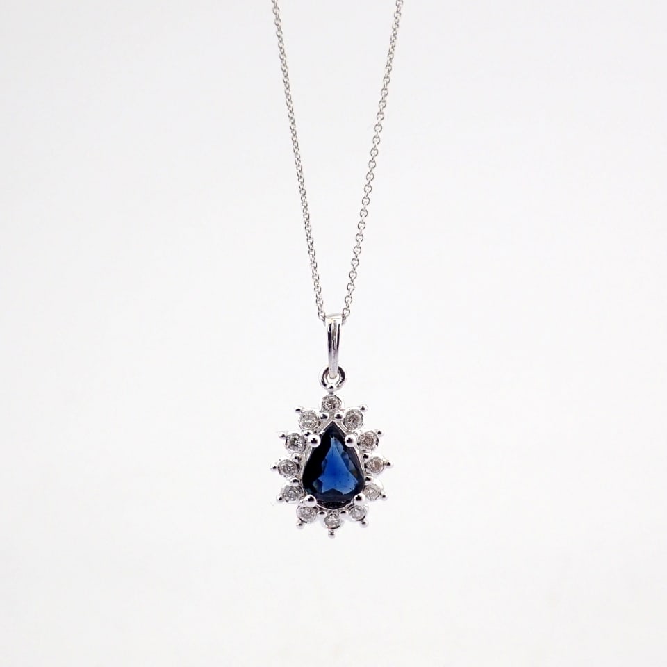 Natural Diamond 18K White Gold Necklace - 9