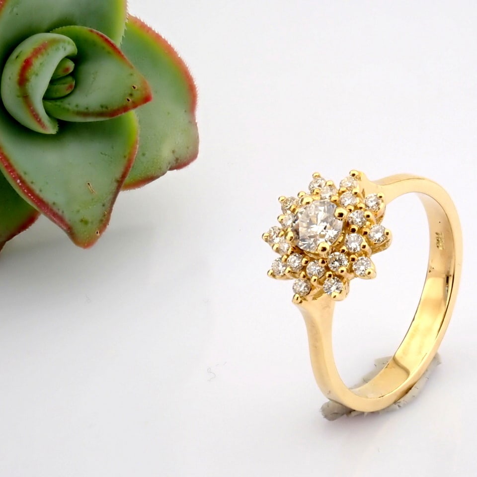 Natural Diamond 18K Yellow Gold Ring - 4