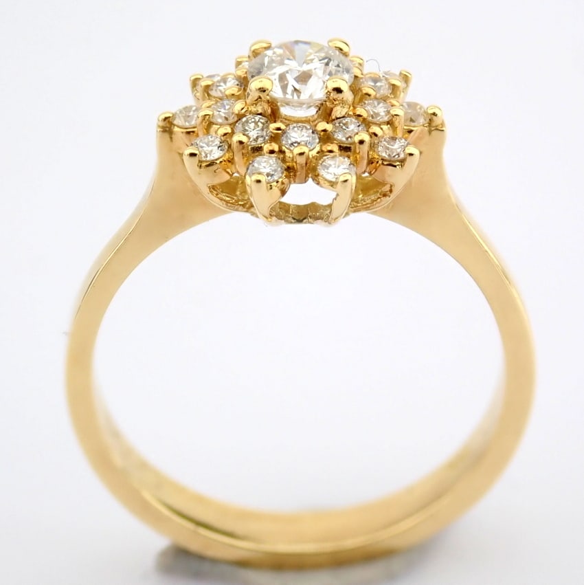 Natural Diamond 18K Yellow Gold Ring - 6