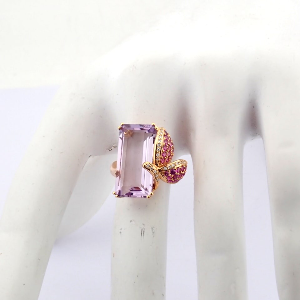 Natural Diamond 18K Rose/Pink Gold Ring - 11