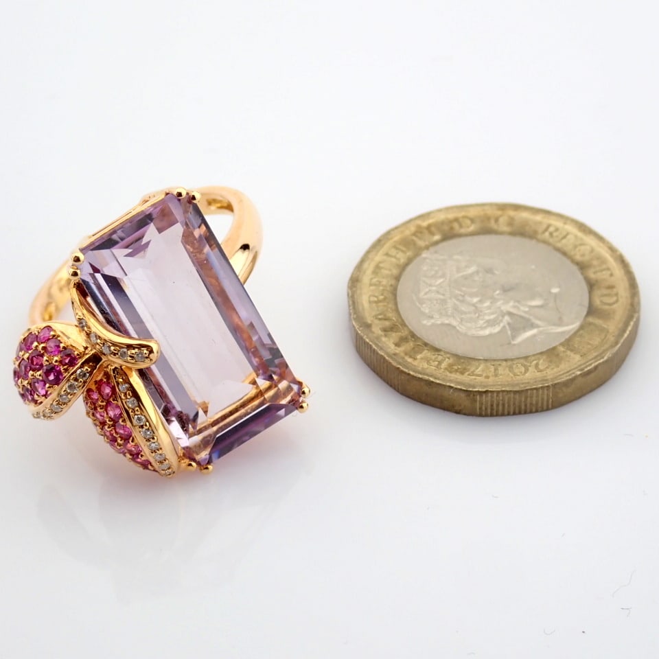 Natural Diamond 18K Rose/Pink Gold Ring - 2