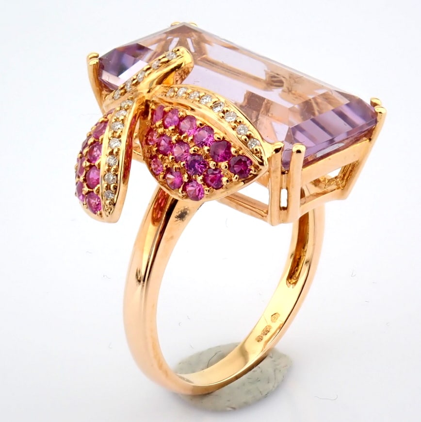 Natural Diamond 18K Rose/Pink Gold Ring - 3