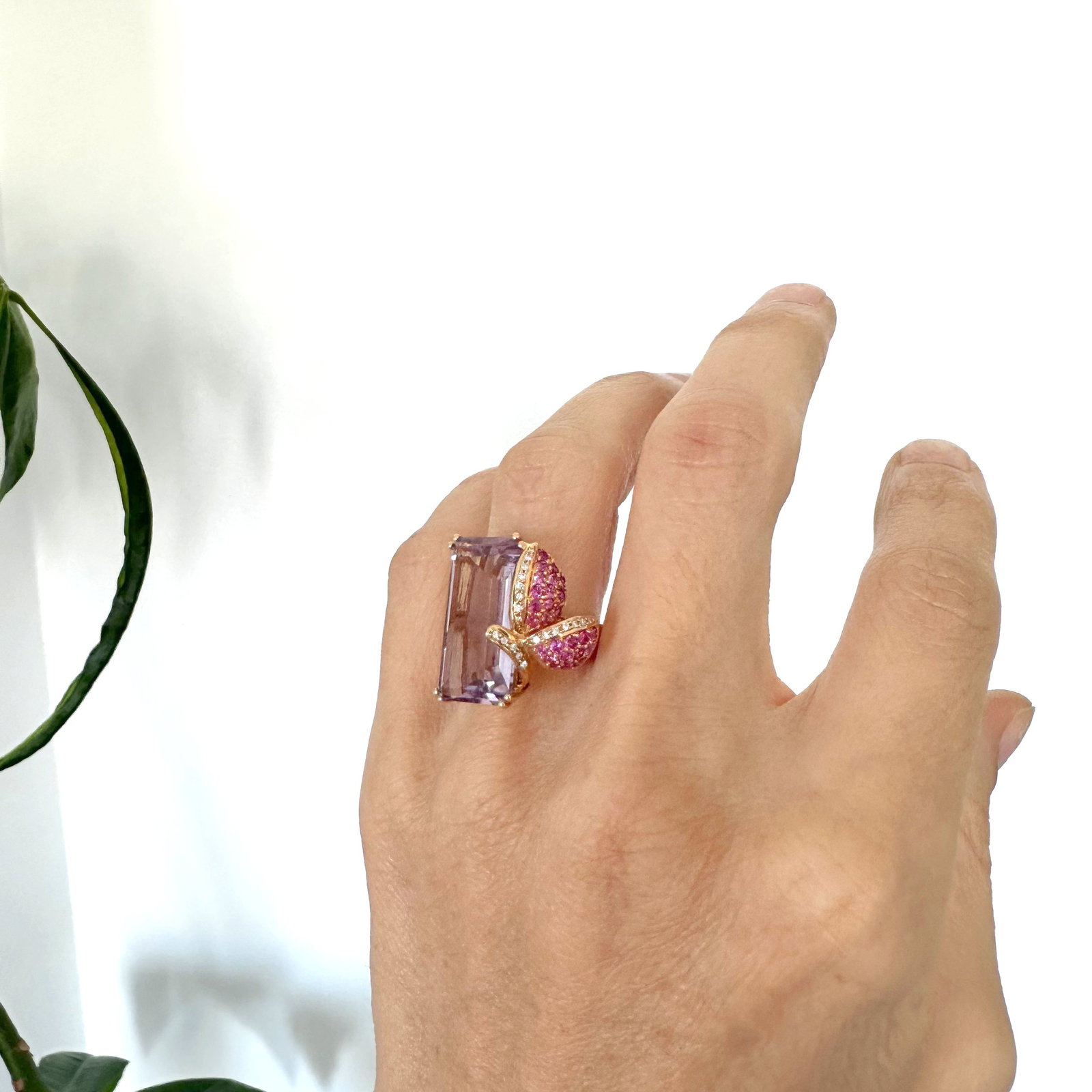 Natural Diamond 18K Rose/Pink Gold Ring - 5
