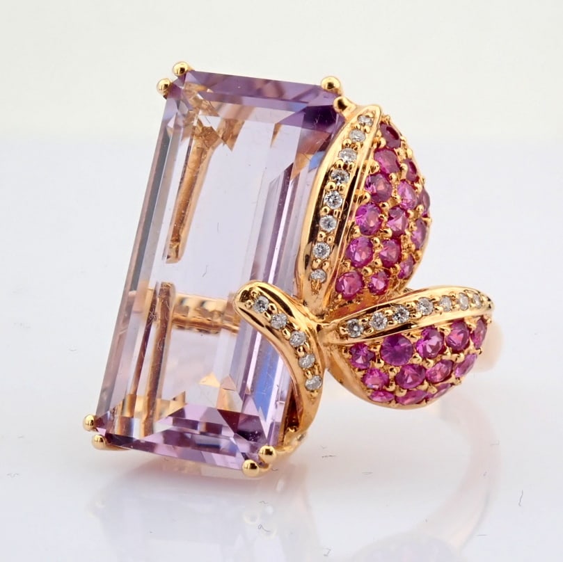 Natural Diamond 18K Rose/Pink Gold Ring - 6