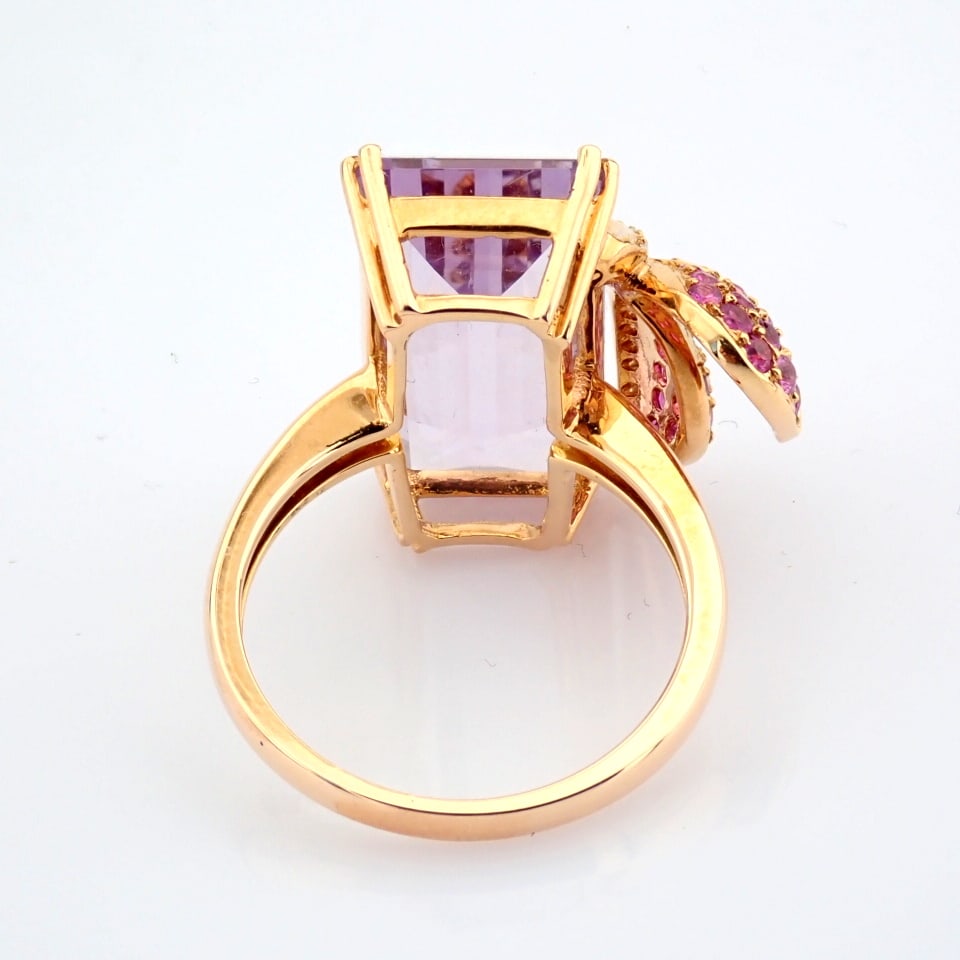 Natural Diamond 18K Rose/Pink Gold Ring - 7