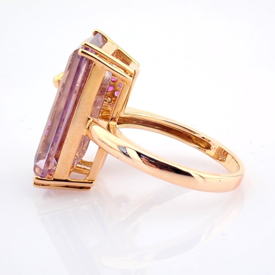 Natural Diamond 18K Rose/Pink Gold Ring - 8