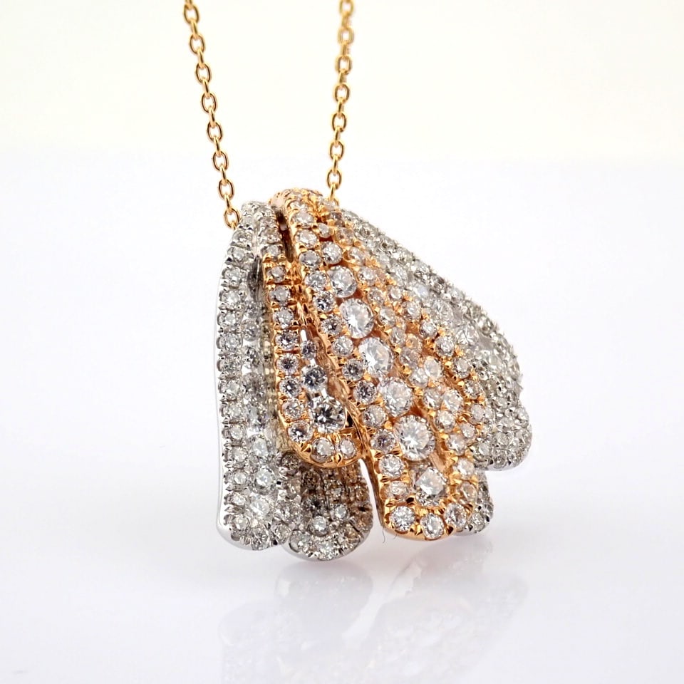 Natural Diamond 18K Rose & White Gold Necklace - 4