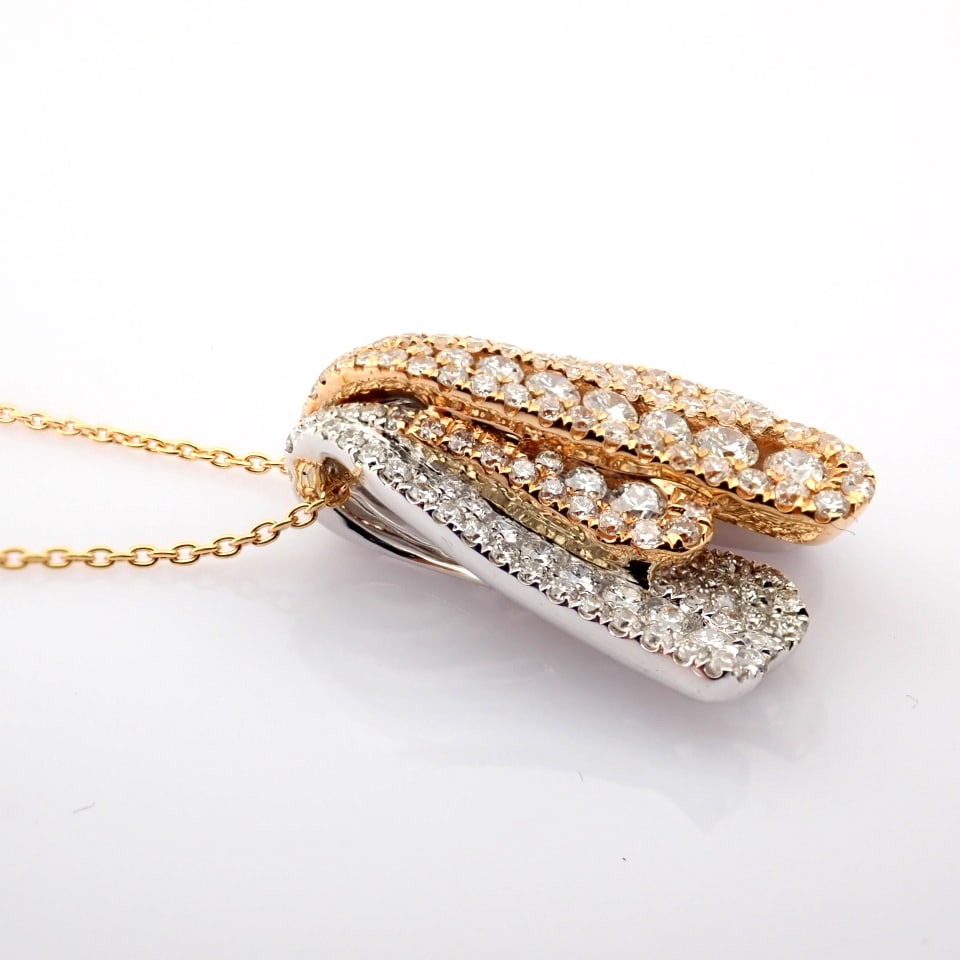 Natural Diamond 18K Rose & White Gold Necklace - 5