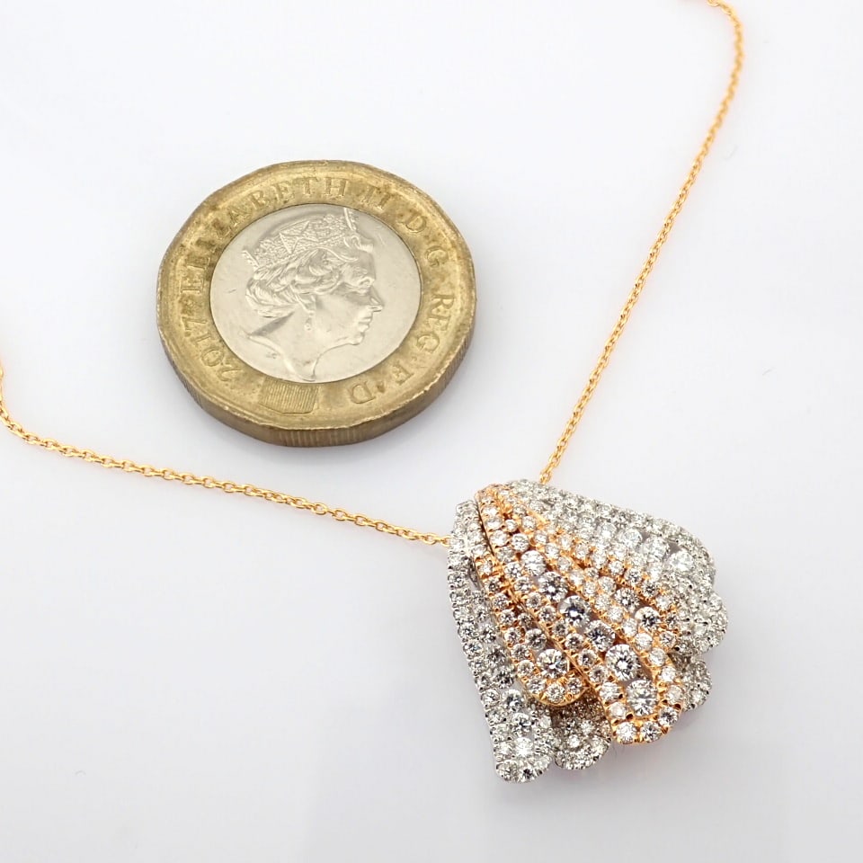 Natural Diamond 18K Rose & White Gold Necklace - 8