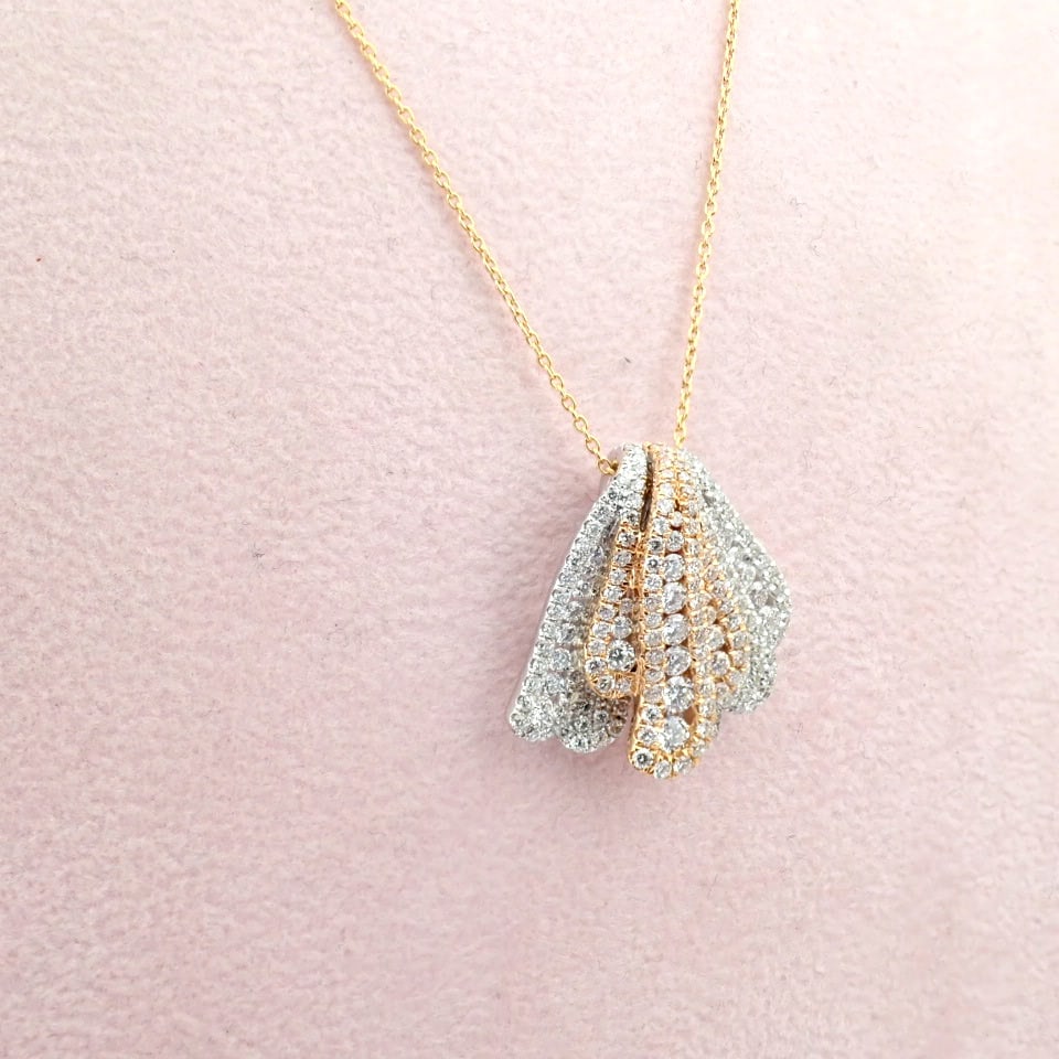 Natural Diamond 18K Rose & White Gold Necklace - 9