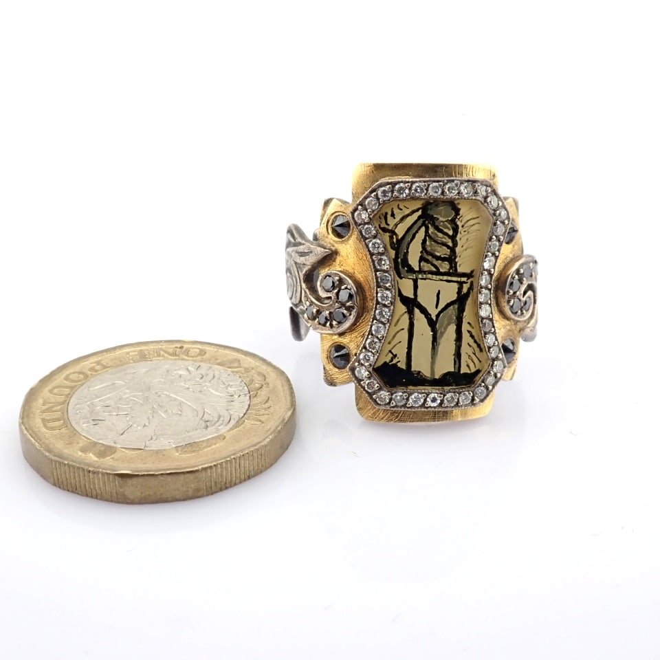 Natural Diamond 24K Yellow Gold Ring - 2