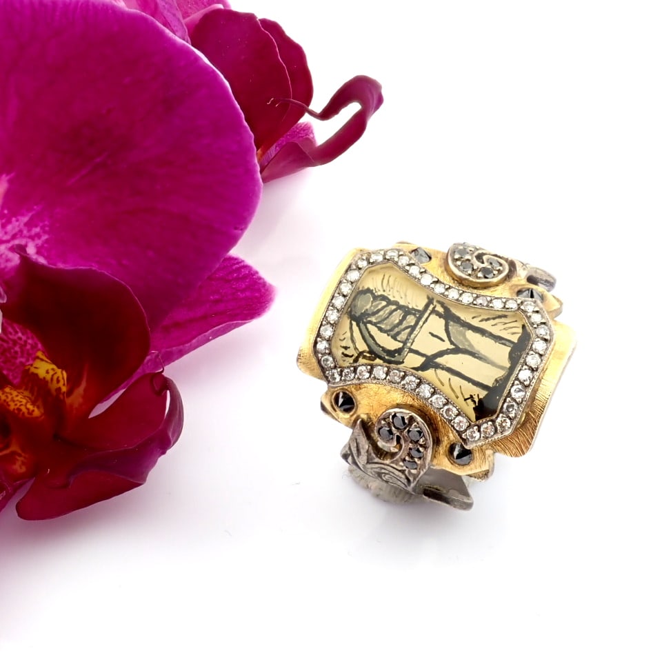 Natural Diamond 24K Yellow Gold Ring - 3