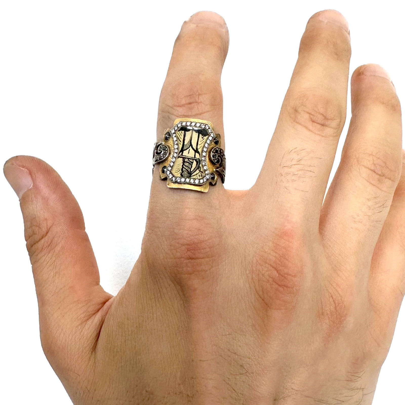 Natural Diamond 24K Yellow Gold Ring - 4