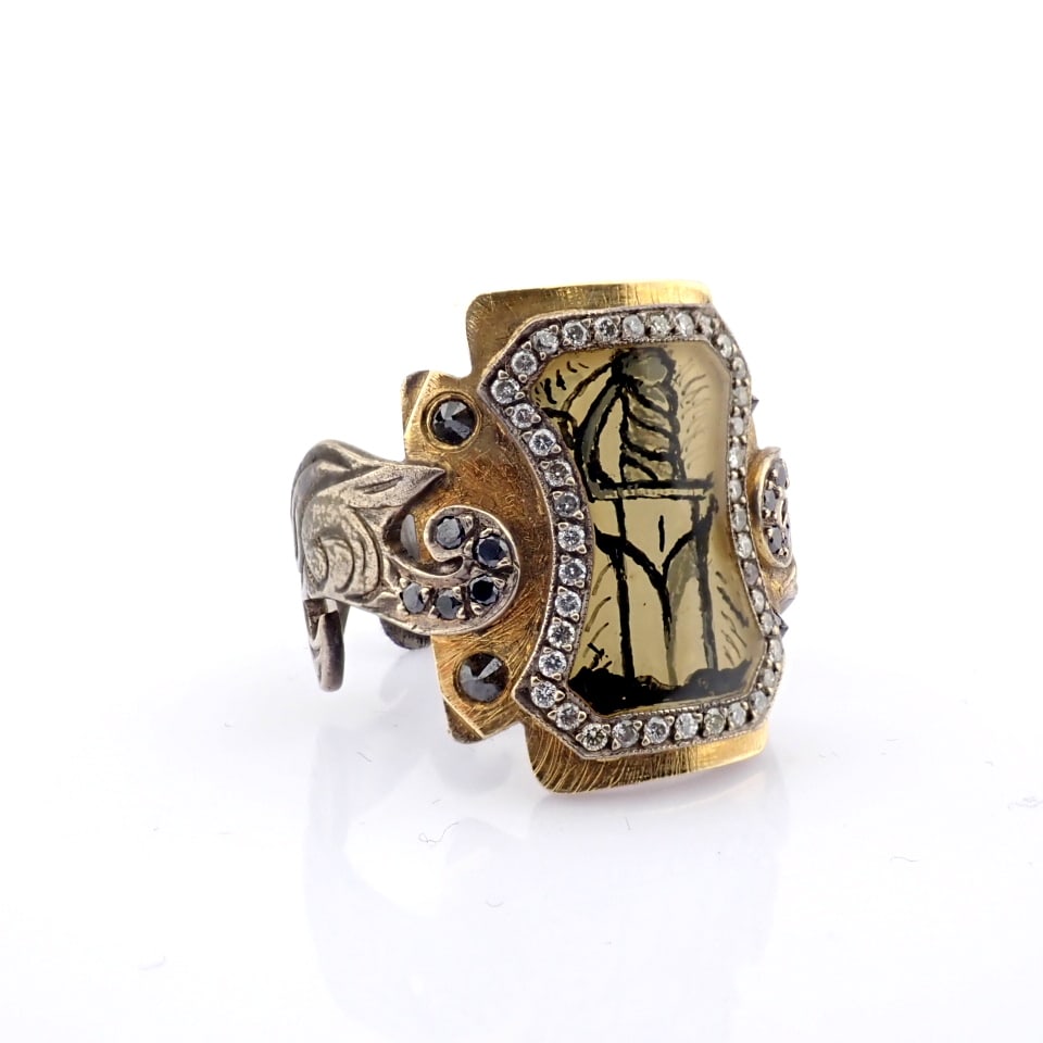 Natural Diamond 24K Yellow Gold Ring - 5