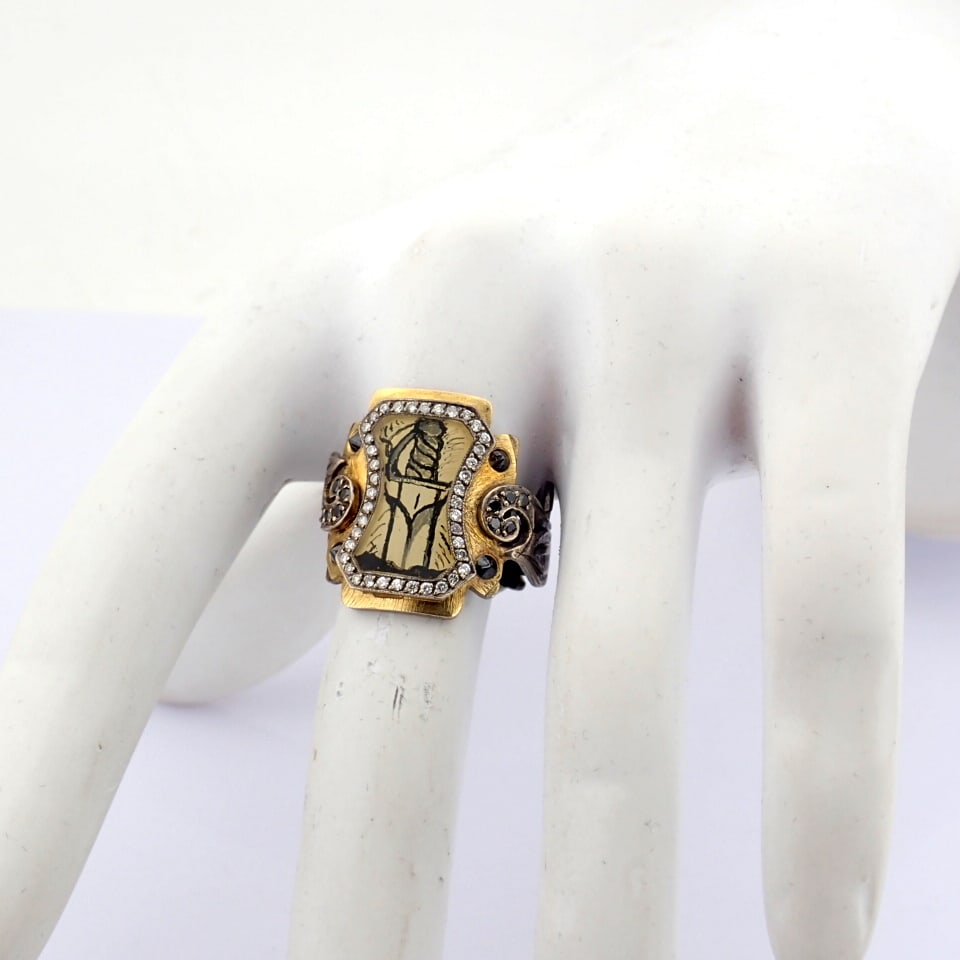 Natural Diamond 24K Yellow Gold Ring - 6