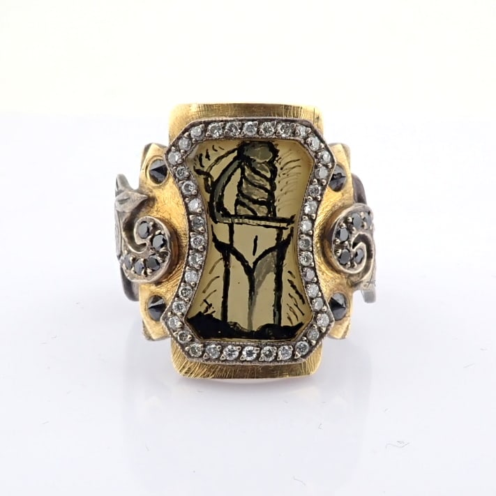 Natural Diamond 24K Yellow Gold Ring - 7
