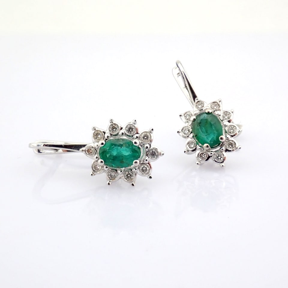 Natural Diamond 18K White Gold Earring - 2