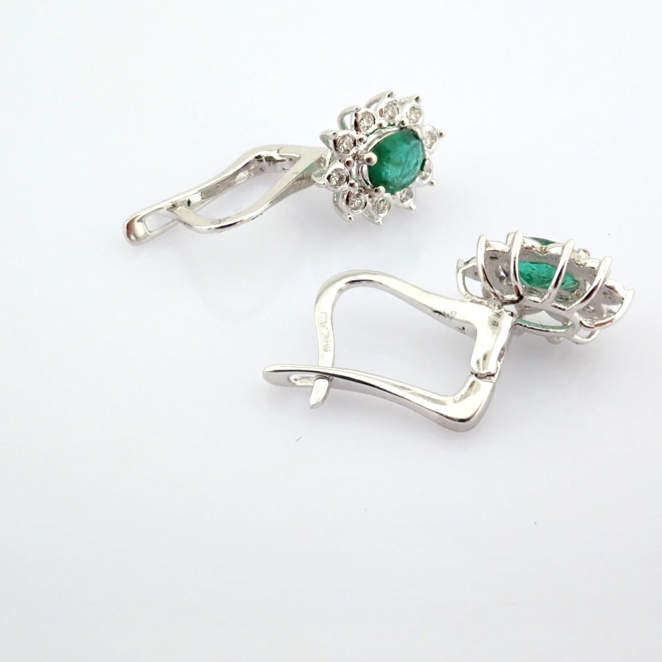 Natural Diamond 18K White Gold Earring - 4