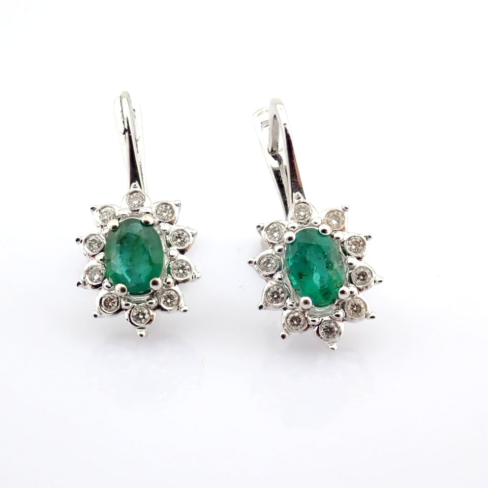 Natural Diamond 18K White Gold Earring - 5