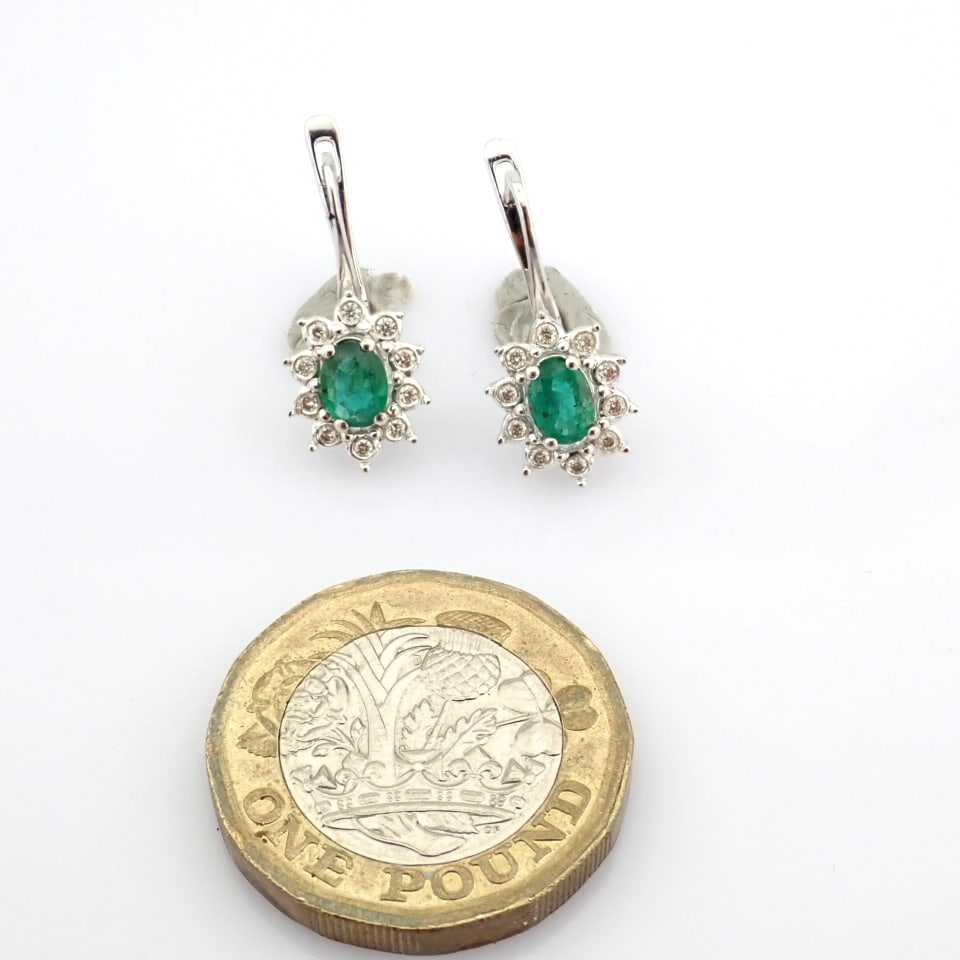 Natural Diamond 18K White Gold Earring - 6