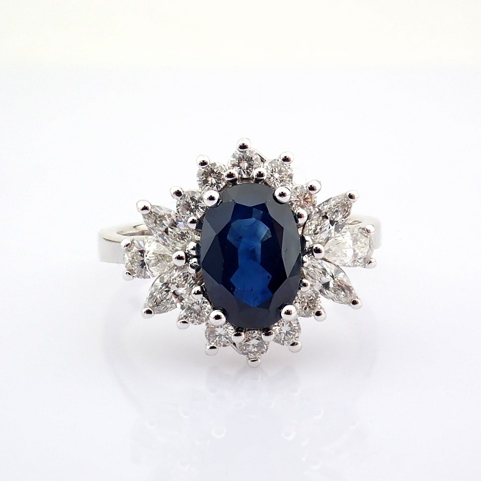 Natural Diamond 18K White Gold Ring - 6
