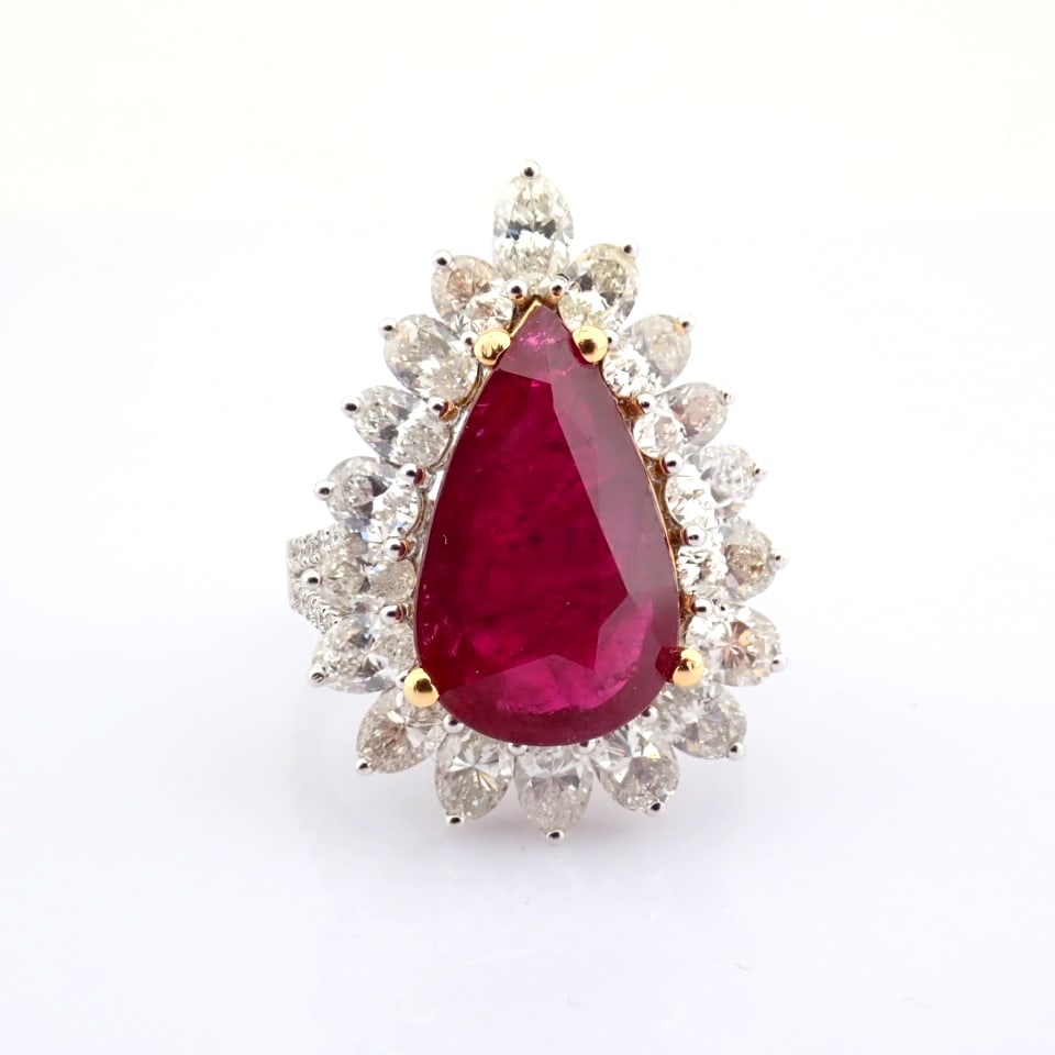Natural Diamond 18K White Gold Ring - 10