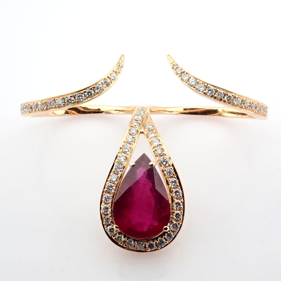Natural Diamond 18K Rose/Pink Gold Ring - 12