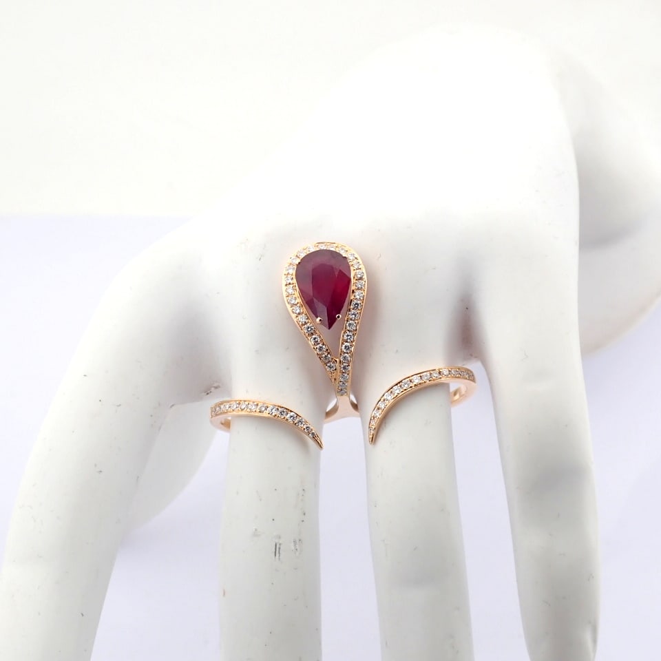 Natural Diamond 18K Rose/Pink Gold Ring - 2