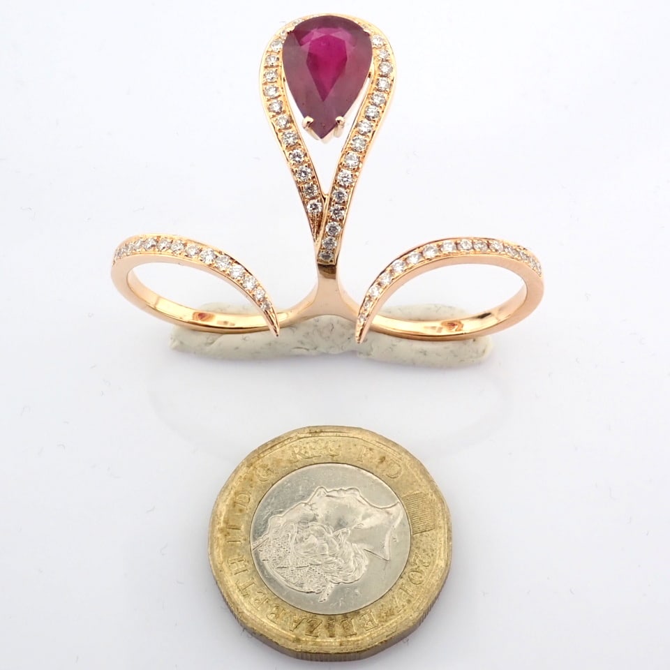 Natural Diamond 18K Rose/Pink Gold Ring - 3