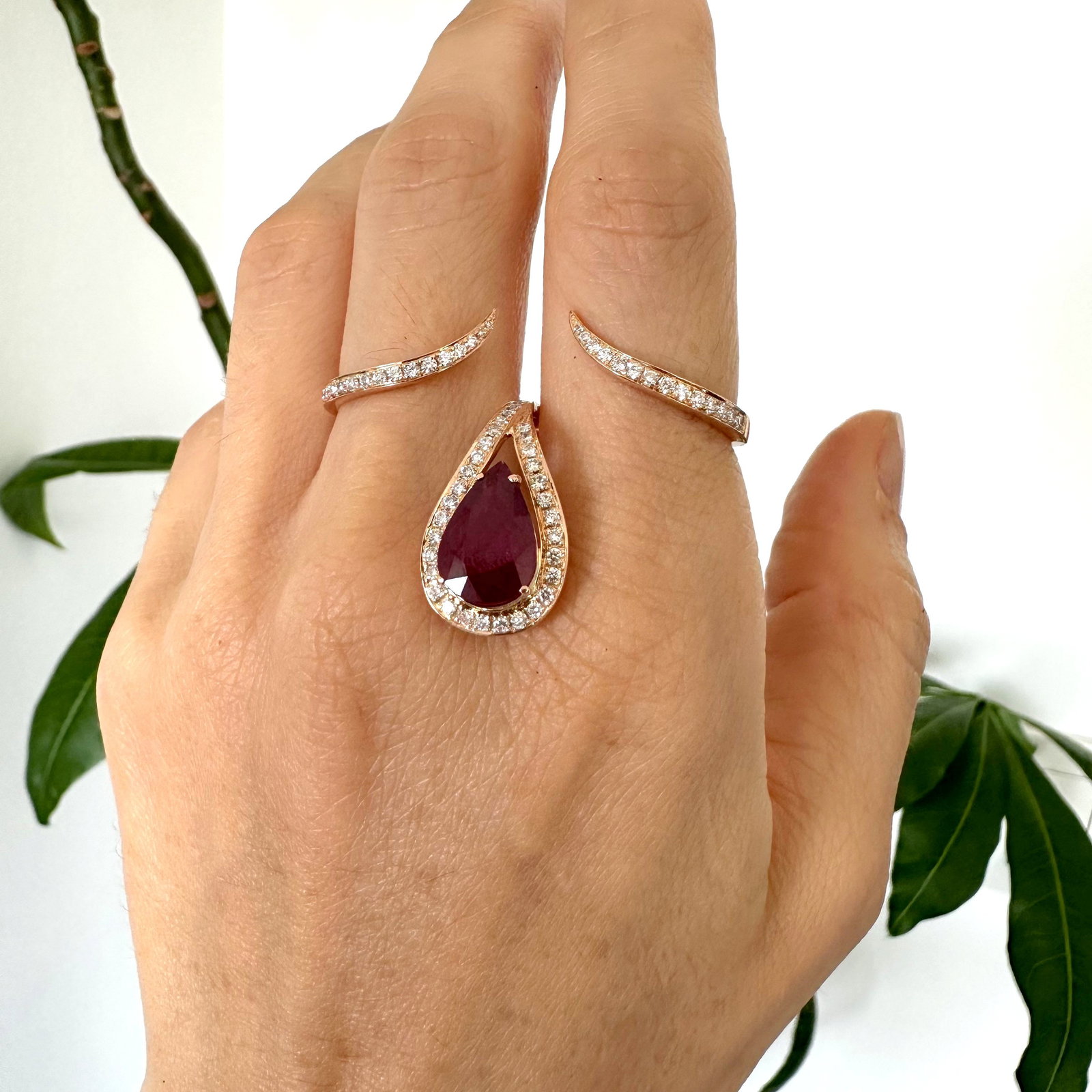 Natural Diamond 18K Rose/Pink Gold Ring - 4