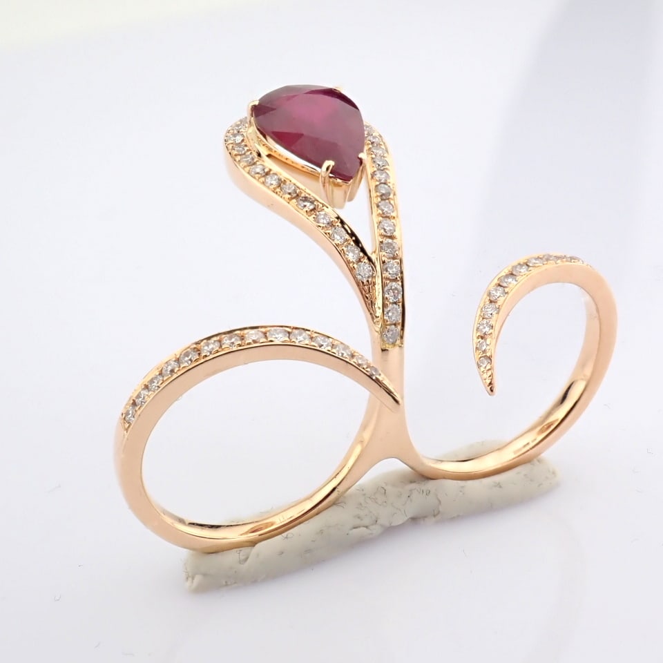 Natural Diamond 18K Rose/Pink Gold Ring - 5