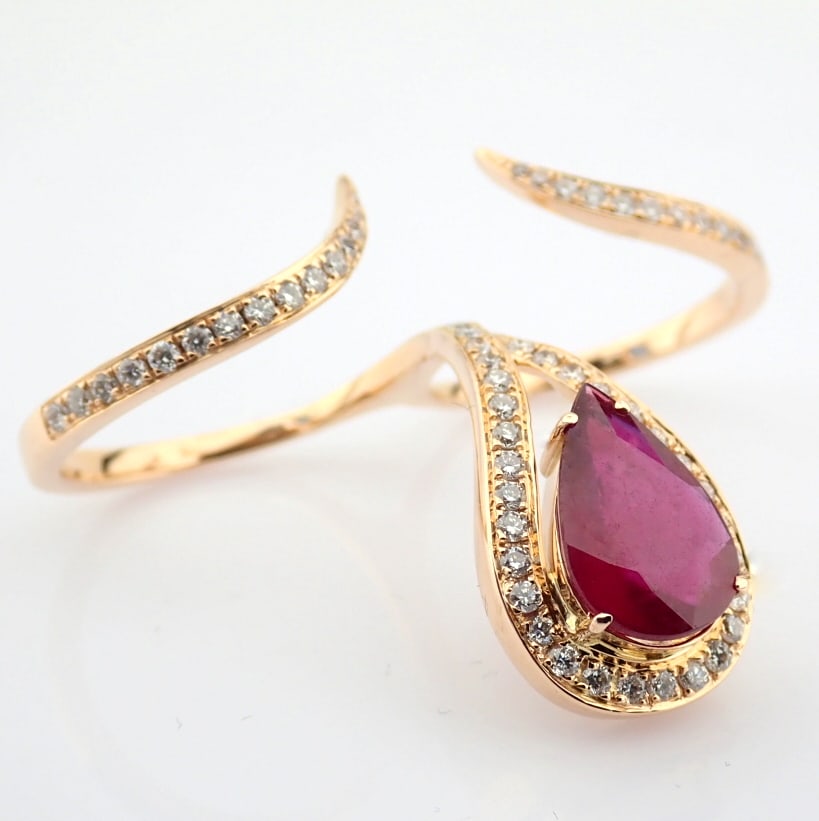 Natural Diamond 18K Rose/Pink Gold Ring - 7
