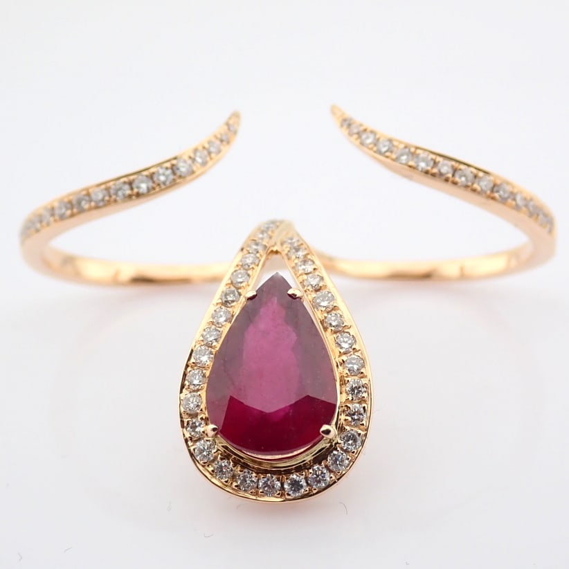 Natural Diamond 18K Rose/Pink Gold Ring - 8
