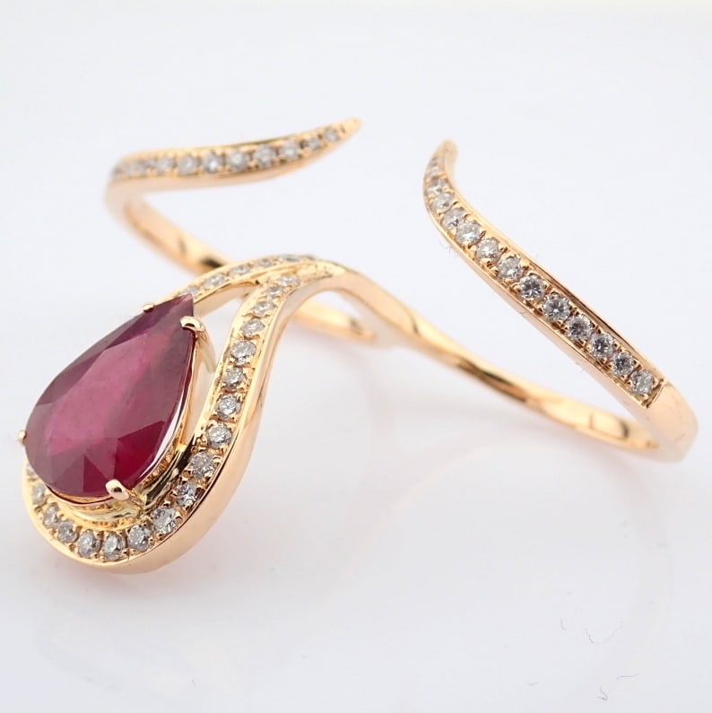 Natural Diamond 18K Rose/Pink Gold Ring - 9
