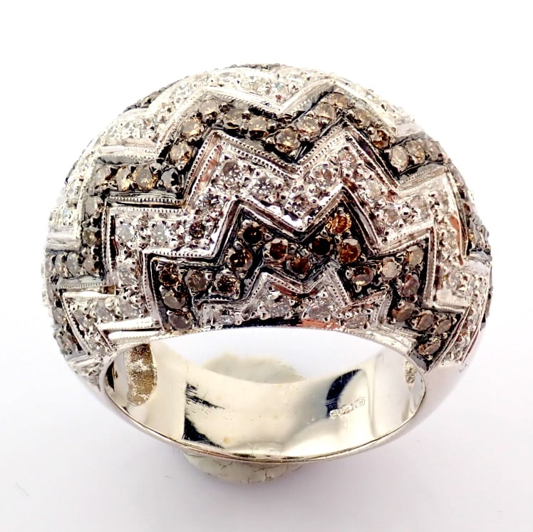 Natural Diamond 18K White Gold Ring - 3